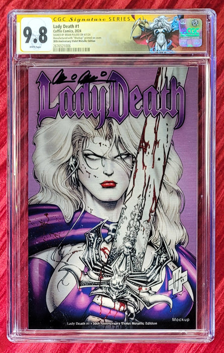 Lady Death #1 - 30th Anniversary Violet Metallic Edition (Mockup) - Pulido Signed - CGC Signature Series 9.8 (2676525023) - Sunday Slabs 6/2