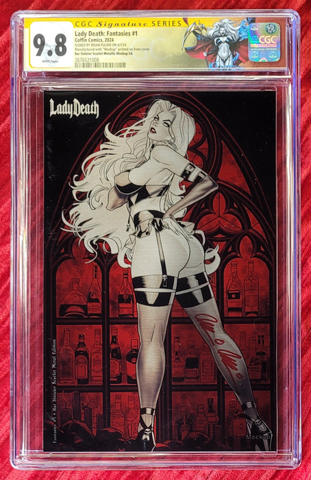 Lady Death: Fantasies #1 - Bar Sinister Scarlet Metal Edition (Mockup) - Pulido Signed - CGC Signature Series 9.8 (2676521008) - Sunday Slabs 6/30
