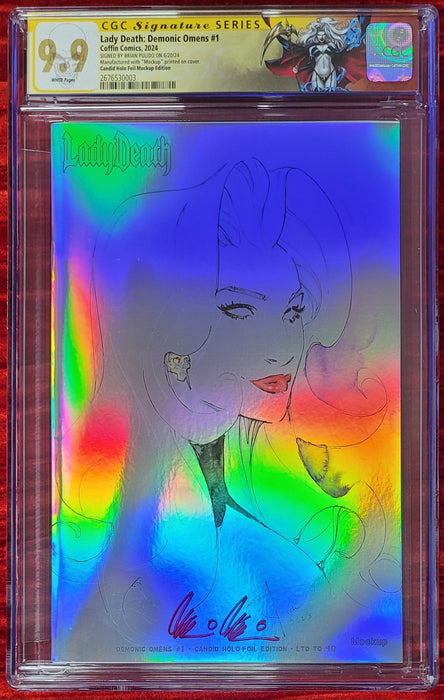 Lady Death: Demonic Omens #1 - Candid Holo-Foil Edition (Mockup) - Pulido Signed - CGC Signature Series 9.9 (2676530003) - Sunday Slabs 9/8