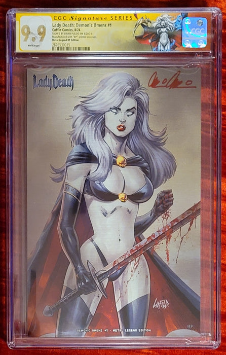 Lady Death: Demonic Omens - Metal Legend Edition (BP Edition!) - Pulido Signed - CGC Signature Series 9.9 (2676530015) - Catacomb 12/19