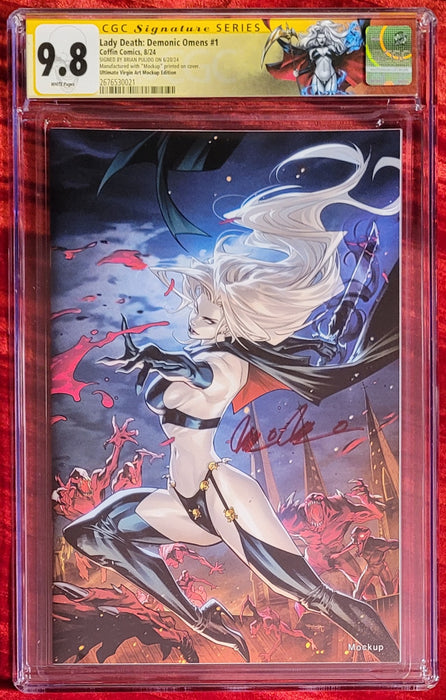 Lady Death: Demonic Omens #1 - Ultimate Virgin Art Edition (Mockup) - Pulido Signed - CGC Signature Series 9.8 (2676530021) - Catacomb 10/24