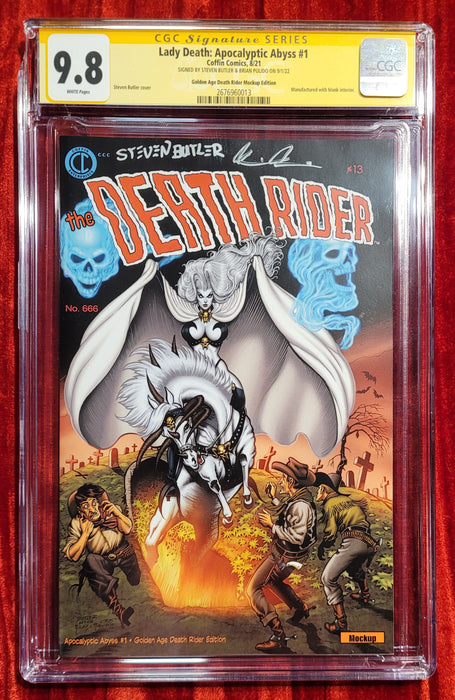 Lady Death: Apocalyptic Abyss #1 - Golden Age Death Rider Edition (Mockup) - Pulido/Butler Signed - CGC Signature Series 9.8 (2676960013) - Sunday Slabs 1/28