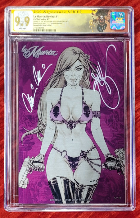 La Muerta: Devious - Luxury Violet Metal Edition - Pulido / Ebas Signed - CGC Signature Series 9.9 (2701189006) - Catacomb 7/30