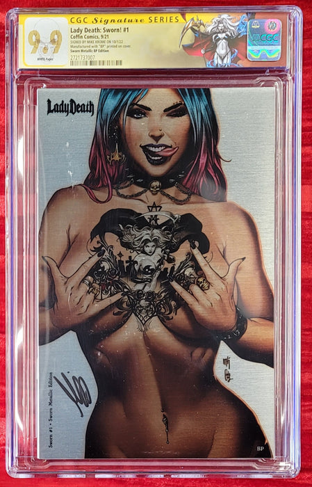 Lady Death: Sworn #1 - Sworn Metallic Edition (BP Edition!) - Krome Signed - CGC Signature Series 9.9 (#2721737007) - Catacomb 7/30