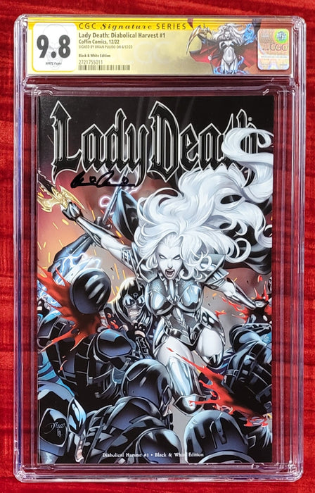 Lady Death: Diabolical Harvest #1 - Black & White Edition - Pulido Signed - CGC Signature Series 9.8 (#2721755011) - Sunday Slabs 2/25