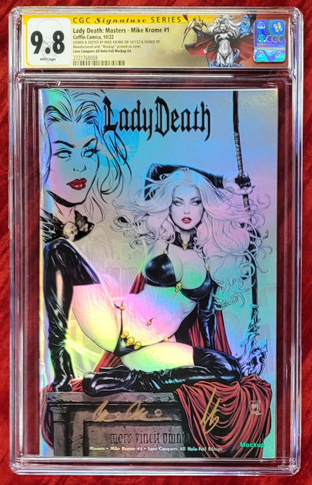 Lady Death Masters: Mike Krome #1 - Love Conquers All Holo-Foil Edition - Pulido/Krome Signed w/Krome Remarque - CGC Signature Series 9.8 (#2721768008) - Catacomb 12/19