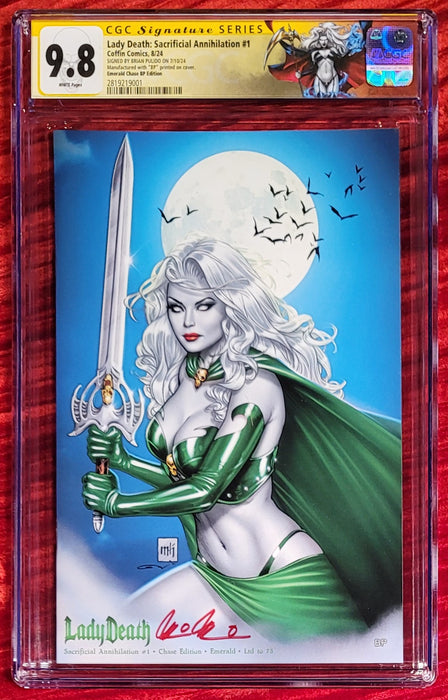 Lady Death: Sacrificial Annihilation #1 - Chase Edition - Emerald (BP Edition) - Pulido Signed - CGC Signature Series 9.8 (2819219001) - Sunday Slabs 9/15