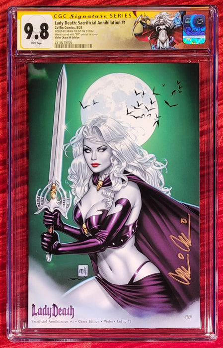 Lady Death: Sacrificial Annihilation #1 - Chase Edition - Violet (BP Edition) - Pulido Signed - CGC Signature Series 9.8 (22819219006) - Sunday Slabs 9/8