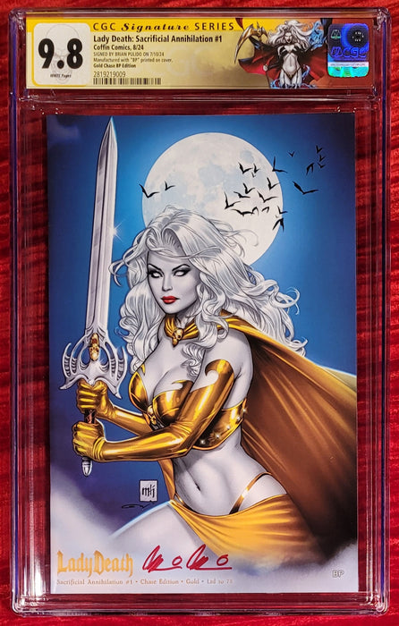 Lady Death: Sacrificial Annihilation #1 - Chase Edition - Gold (BP Edition) - Pulido Signed - CGC Signature Series 9.8 (2819219009) - Sunday Slabs 9/8