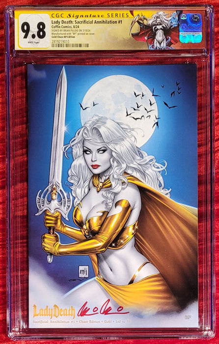 Lady Death: Sacrificial Annihilation #1 - Chase Edition - Gold (BP Edition) - Pulido Signed - CGC Signature Series 9.8 (2819219010) - Sunday Slabs 9/22