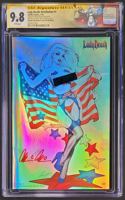 Lady Death: Retribution #1 - Naughty Independence Day Holo-Foil Edition (BP Edition!) - Pulido Signed - CGC Signature Series 9.8 (2819222007) - Catacomb 11/7