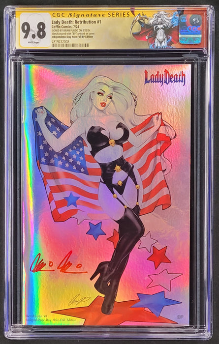 Lady Death: Retribution #1 - Naughty Independence Day Holo-Foil Edition (BP Edition!) - Pulido Signed - CGC Signature Series 9.8 (2819222008) - Catacomb 11/21