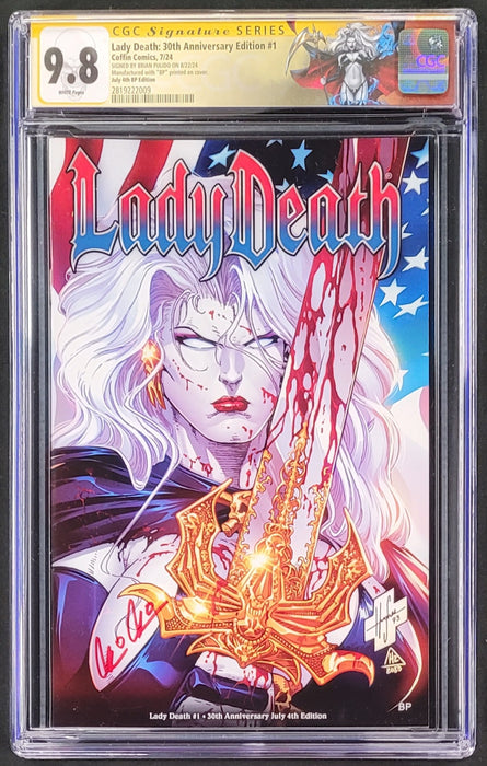 Lady Death #1 - 30th Anniversary July 4th Edition (BP Edition!) - Pulido Signed - CGC Signature Series 9.8 (2819222009) - Catacomb 11/21