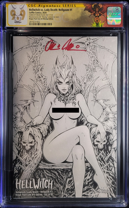 Hellwitch / Lady Death: Hellgasm #1 - Risque Pearl Line Art Edition (Mockup) - Pulido Signed - CGC Signature Series 9.9 (2819231002) - Catacomb 1/8