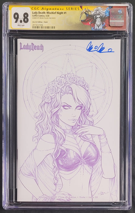 Lady Death: Mischief Night #1 - Line Art Edition - Violet - CGC Signature Series 9.8 (#2819237006) - Catacomb 11/21