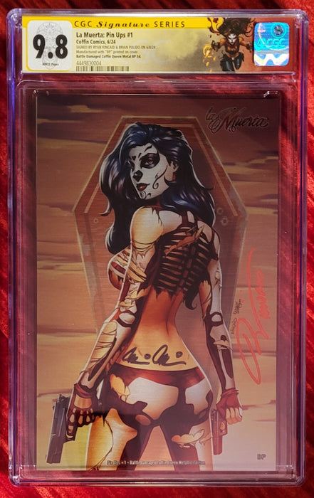 La Muerta: Pin Ups #1 - Battle Damaged Coffin Queen Metallic Edition (BP Edition) - Pulido / Kincaid Signed - CGC Signature Series 9.8 (4449830004) - Sunday Slabs 9/8