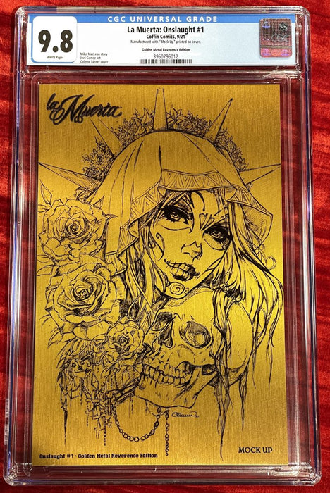 La Muerta: Onslaught #1 - Golden Metal Reverence Edition (Mockup) - CGC Universal 9.8 (#3950796012) - Catacomb 10/24