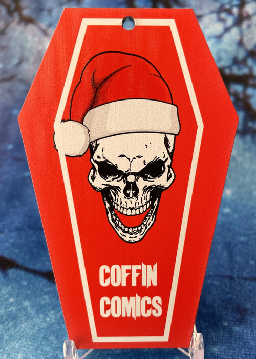 Coffin Comics: King Skull Santa Hat Casket Ornament