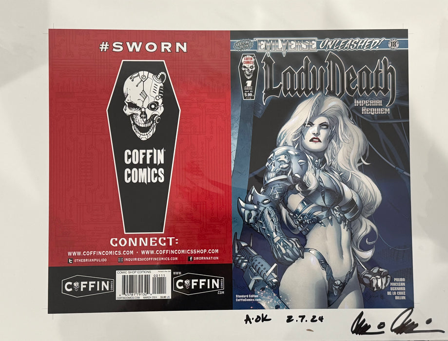 Lady Death: Imperial Requiem #1 (of 2) - Comic Shop Standard Edition - Uncut Cover Sheet - Pulido Signed