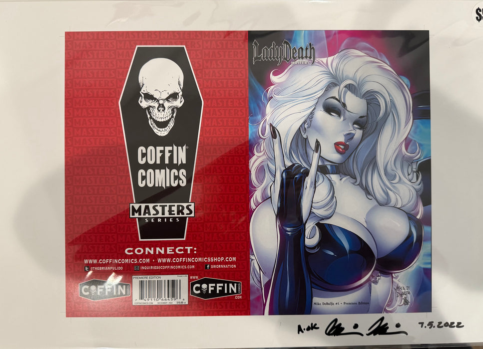 Lady Death: Masters - Mike DeBalfo #1 Premiere Edition - Uncut Cover Sheet - Pulido Signed (Catacomb 3/5)