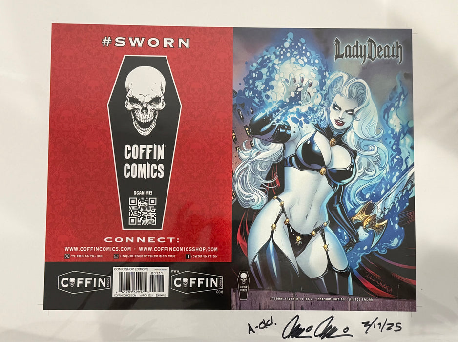 Lady Death: Eternal Sabbath #1 (of 2) - Comic Shop Premium Edition - Uncut Cover Sheet - Pulido Signed