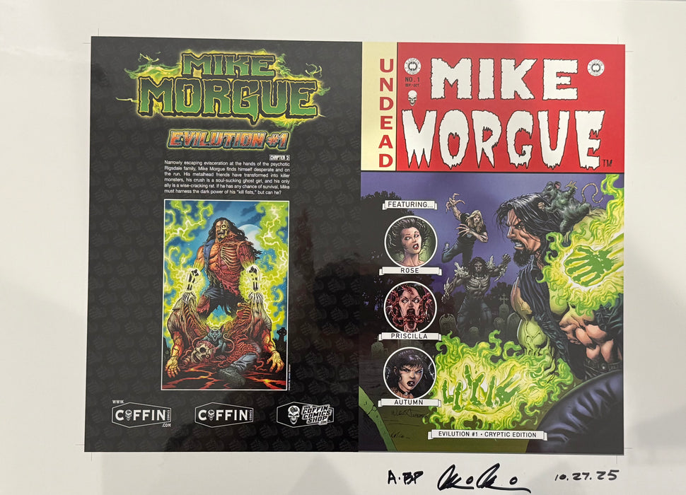 Mike Morgue: Evilution - Cryptic Edition - Uncut Cover Sheet - Pulido Signed