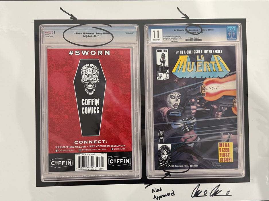 La Muerta: Devious - Comic Shop Slabbed Edition - Uncut Cover Sheet - Pulido Signed