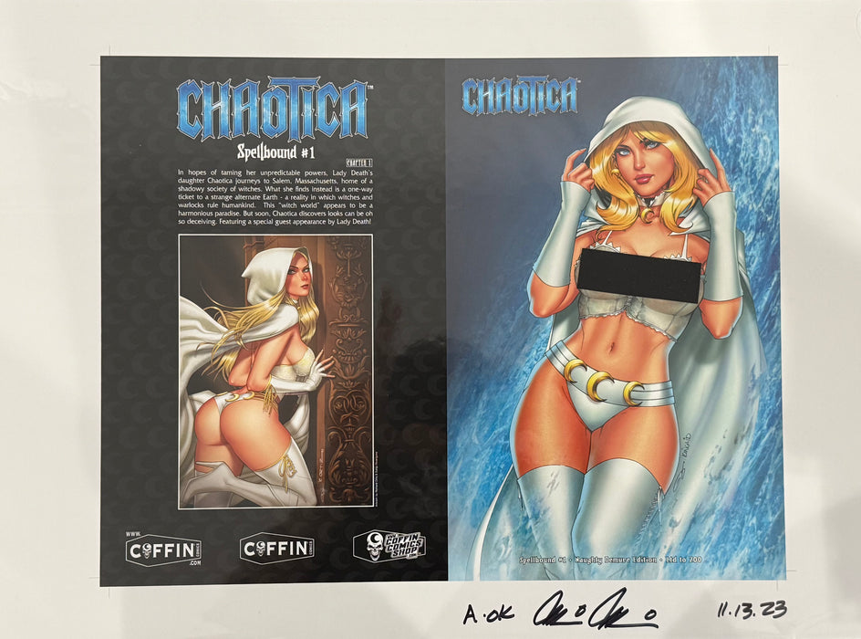 Chaotica: Spellbound - Naughty Demure Edition - Uncut Cover Sheet - Pulido Signed