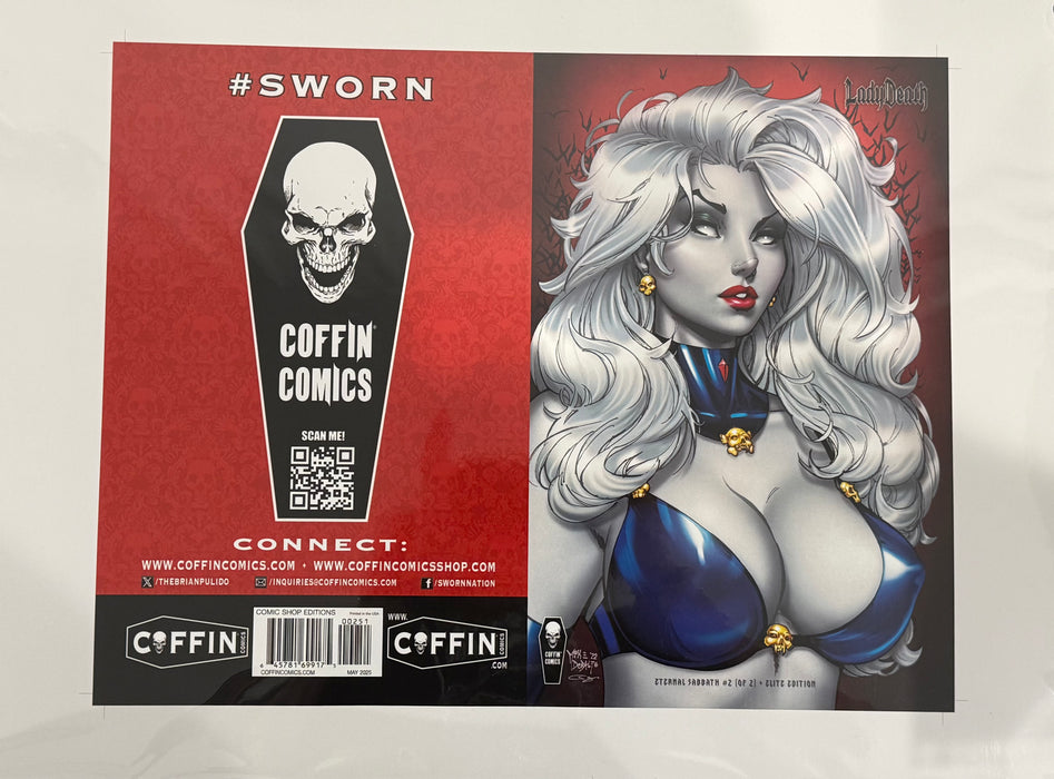 Lady Death: Eternal Sabbath #2 (of 2) - Comic Shop Elite Edition - Uncut Cover Sheet - Pulido Signed