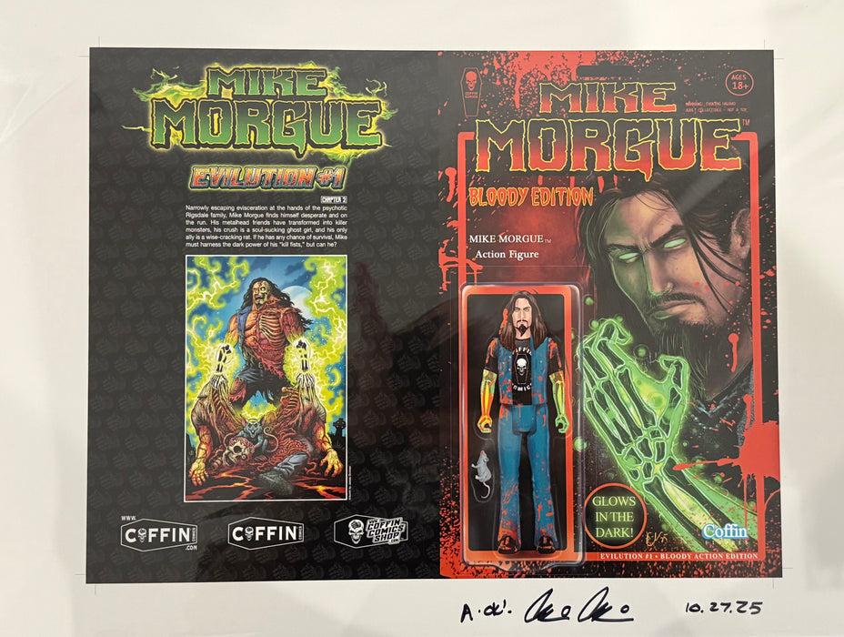 Mike Morgue: Evilution - Bloody Action Edition - Uncut Cover Sheet - Pulido Signed