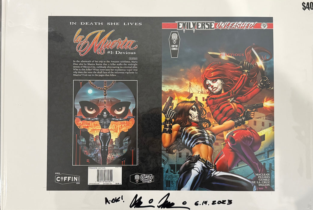 La Muerta: Devious - Premiere Edition - Uncut Cover Sheet - Pulido Signed