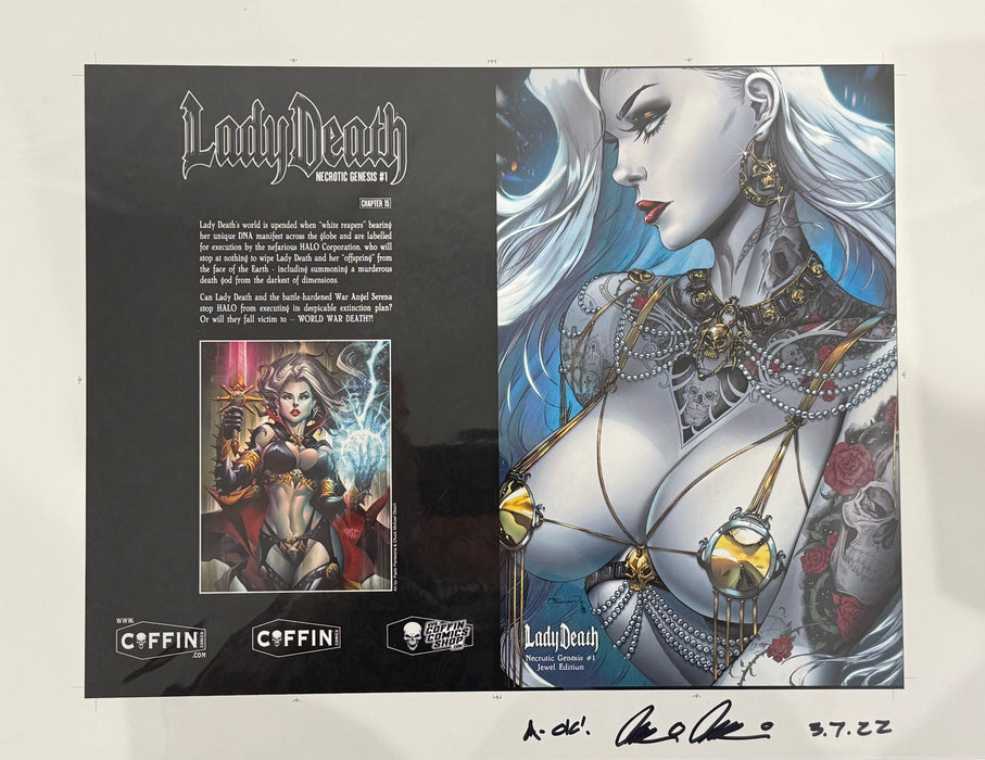 Lady Death: Necrotic Genesis - Jewel Edition - Uncut Cover Sheet - Pulido Signed