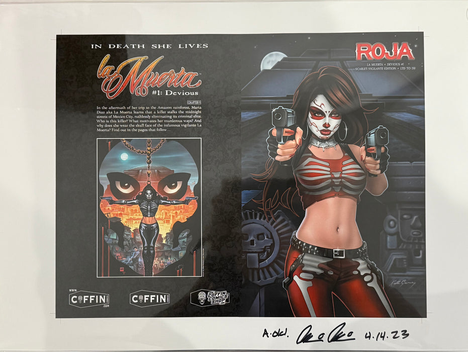 La Muerta: Devious - Scarlet Vigilante Edition - Uncut Cover Sheet - Pulido Signed (Catacomb 5/28)