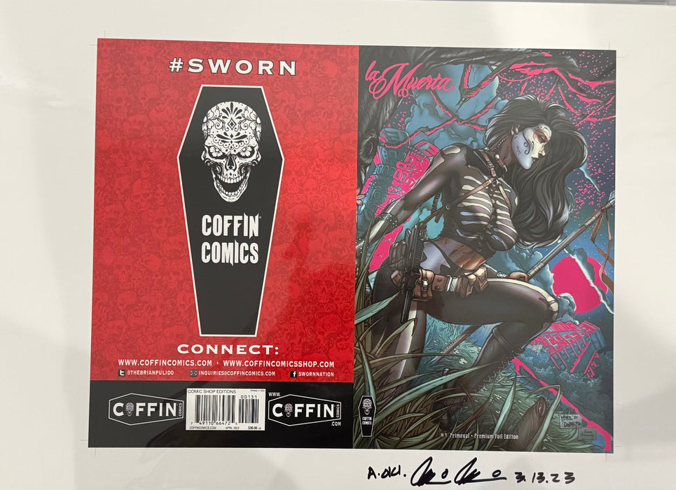 La Muerta: Primeval - Comic Shop Premium Foil Edition (Foil Placement) - Uncut Cover Sheet - Pulido Signed