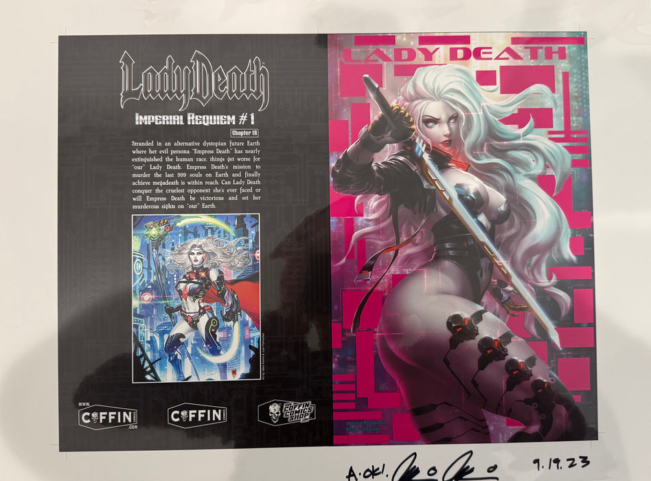 Lady Death: Imperial Requiem - Mega Foil Edition - Uncut Cover Sheet - Pulido Signed (Catacomb 3/5)