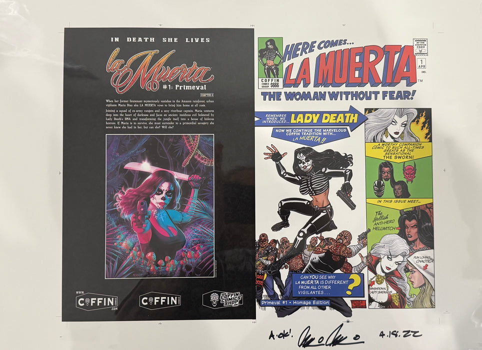 La Muerta: Primeval - Homage Edition - Uncut Cover Sheet - Pulido Signed