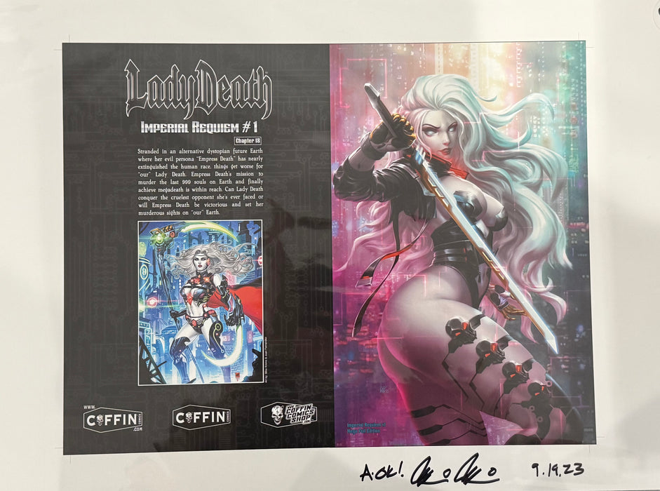 Lady Death: Imperial Requiem - Mega Foil Edition - Uncut Cover Sheet - Pulido Signed