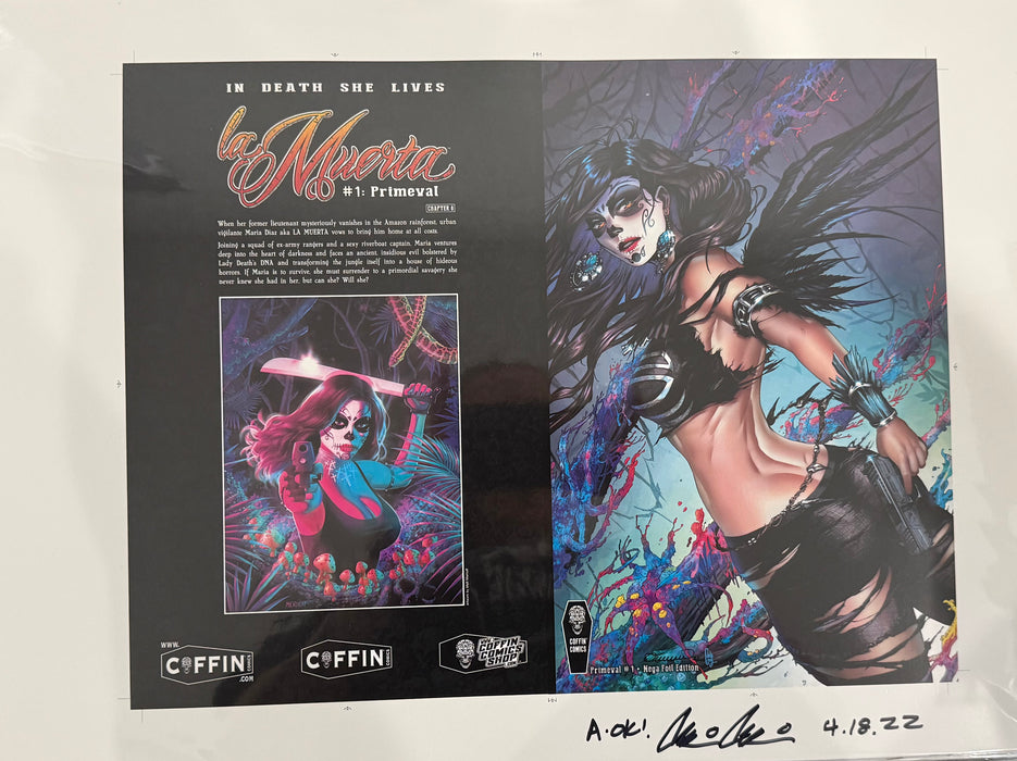 La Muerta: Primeval - Mega Foil Edition - Uncut Cover Sheet - Pulido Signed