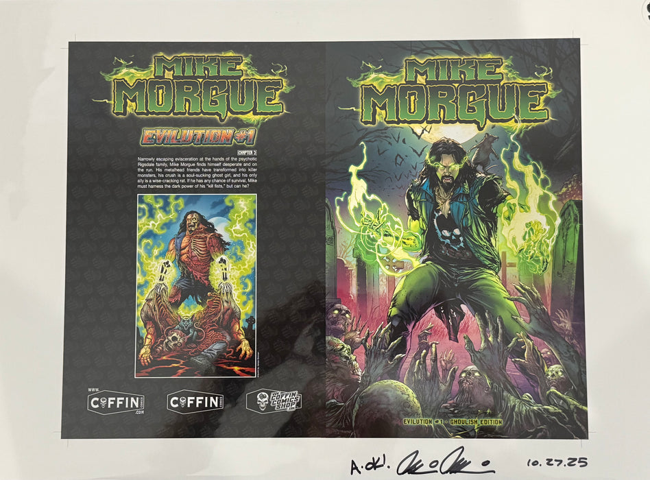 Mike Morgue: Evilution - Ghoulish Edition - Uncut Cover Sheet - Pulido Signed (Catacomb 6/11)