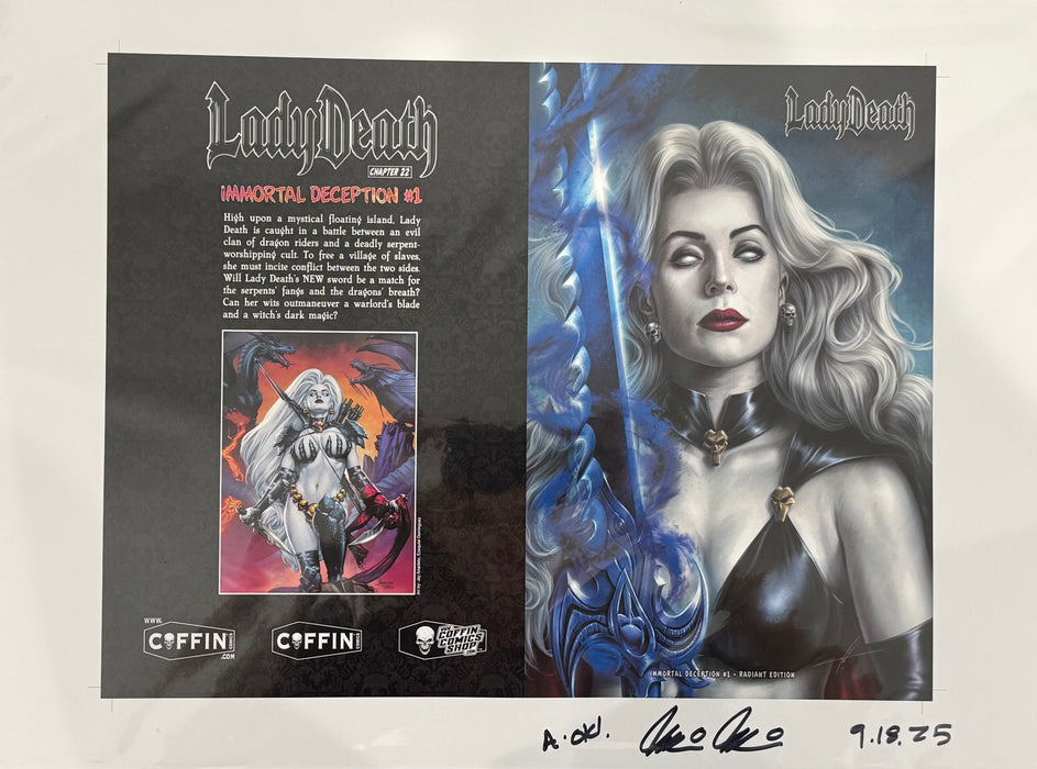 Lady Death: Immortal Deception - Radiant Edition - Uncut Cover Sheet - Pulido Signed (Catacomb 6/11)