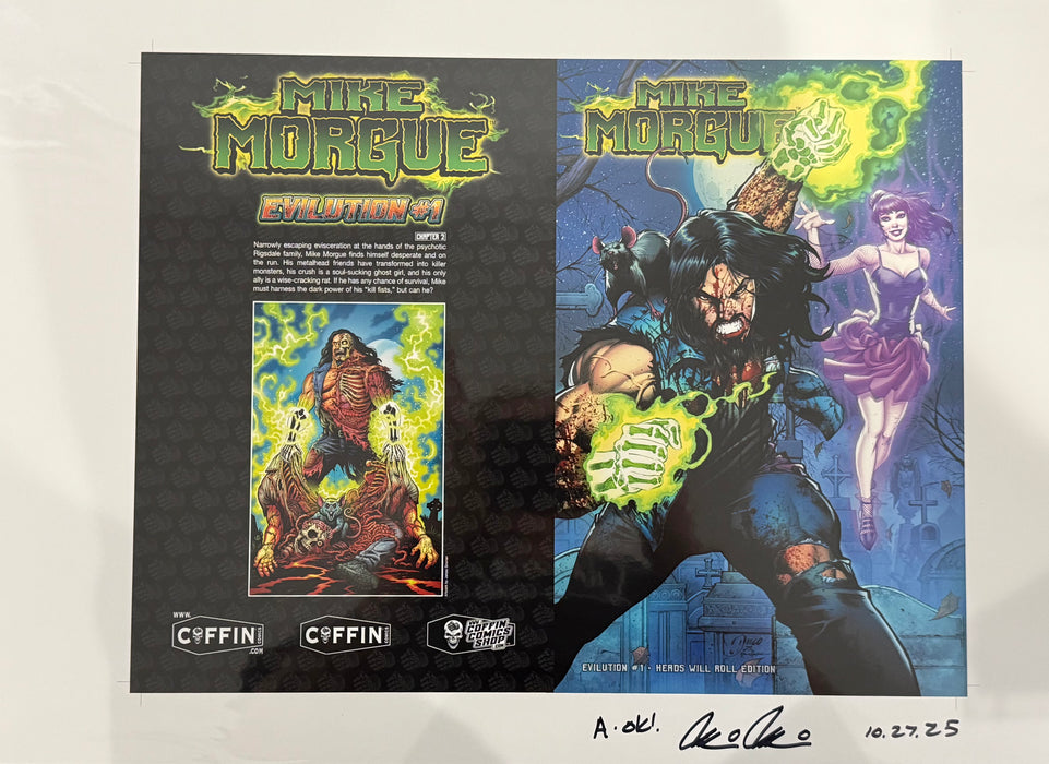 Mike Morgue: Evilution - Heads Will Roll Edition - Uncut Cover Sheet - Pulido Signed