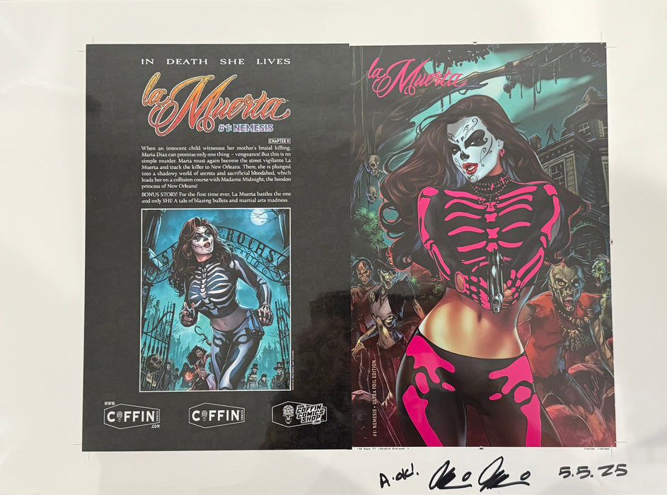 La Muerta: Nemesis - Ultra Foil Edition (Foil Placement) - Uncut Cover Sheet - Pulido Signed
