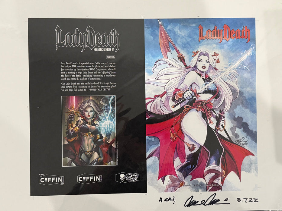 Lady Death: Necrotic Genesis - Finale Edition - Uncut Cover Sheet - Pulido Signed