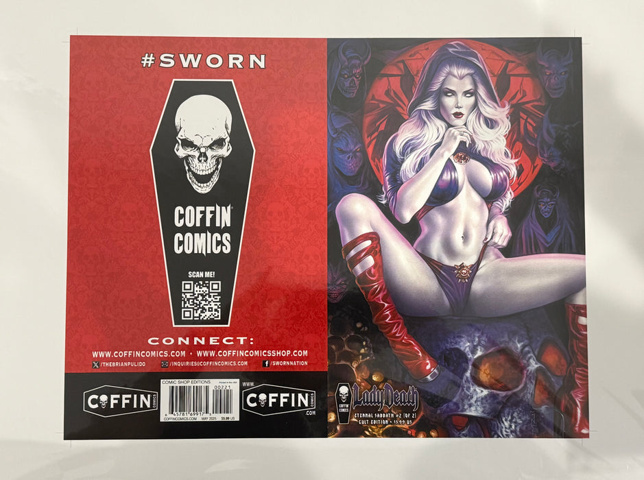 Lady Death: Eternal Sabbath #2 (of 2) - Comic Shop Cult Edition - Uncut Cover Sheet - Pulido Signed