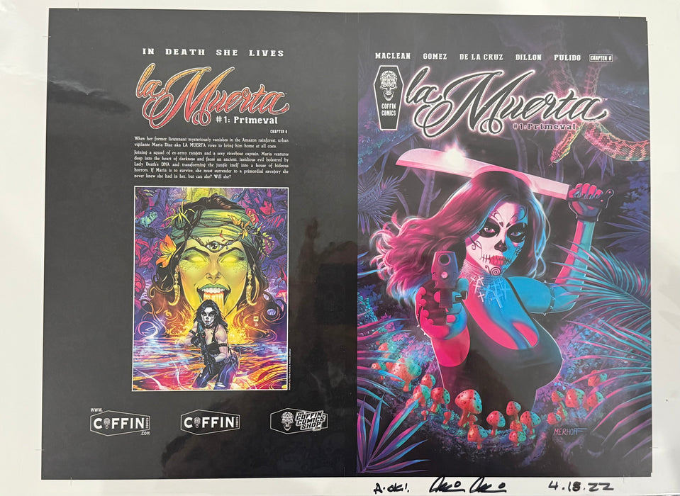 La Muerta: Primeval - Hardcover Edition - Uncut Cover Sheet - Pulido Signed