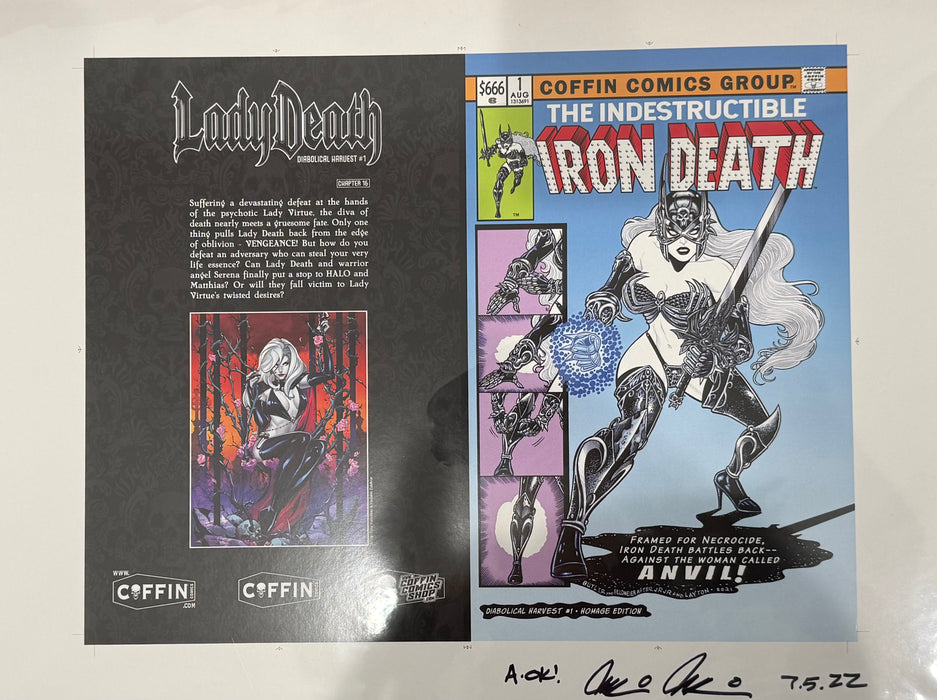 Lady Death: Diabolical Harvest - Homage Edition - Uncut Cover Sheet - Pulido Signed (Catacomb 6/25)