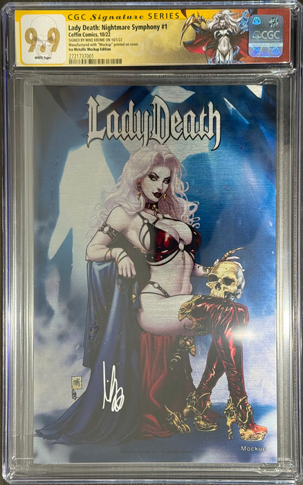 Lady Death: Nightmare Symphony #1 - Ice Metallic Edition (Mockup) - Krome Signed - CGC Signature Series 9.9 (#2721737001) - Catacomb 7/16