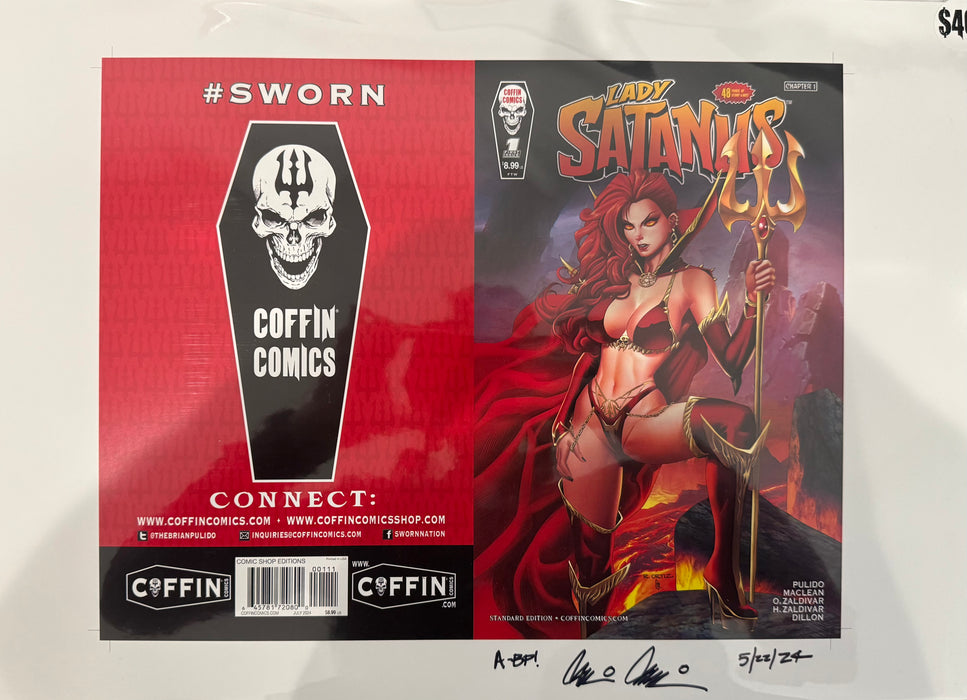 Lady Satanus: Sinister Urge - Comic Shop Standard Edition - Uncut Cover Sheet - Pulido Signed (Catacomb 3/5)