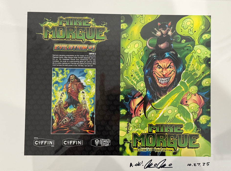Mike Morgue: Evilution - Bros Edition - Uncut Cover Sheet - Pulido Signed