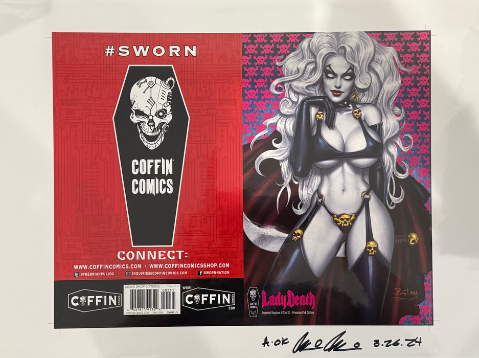 Lady Death: Imperial Requiem #2 (of 2) - Comic Shop Premium Foil Edition - Uncut Cover Sheet - Pulido Signed